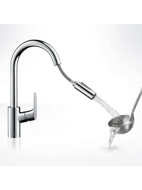 Hansgrohe Focus M41 konyhai csaptelep, kihúzható zuhanyfejjel, sBox, króm 73880000