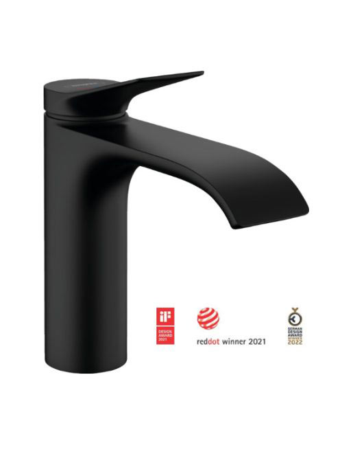 Hansgrohe Vivenis Egykaros mosdócsaptelep 110 hidegindítású, automata lefolyógarnitúrával, matt fekete 75023670