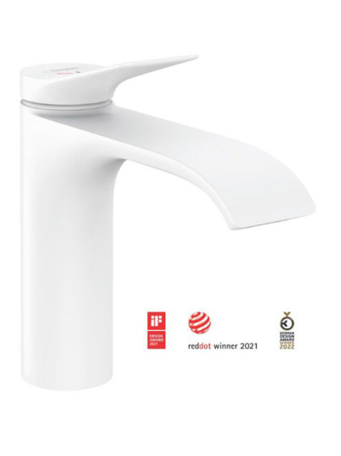 Hansgrohe Vivenis Egykaros mosdócsaptelep 110 hidegindítású, automata lefolyógarnitúrával, matt fehér 75023700