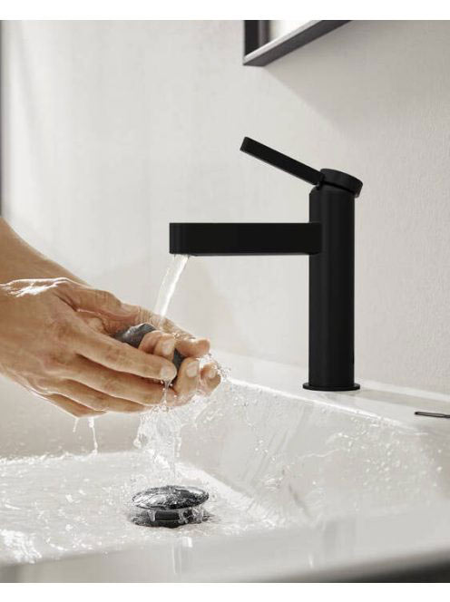 Hansgrohe Finoris egykaros mosdócsaptelep 100, push-open lefolyógarnitúrával matt fekete 76010670