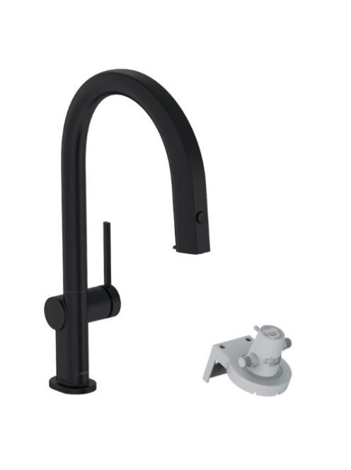 Hansgrohe Aqittura M91 Vízszűrős konyhai csaptelep 210, kihúzható zuhanyfejjel és sBox szereléssel, matt fekete 76826670