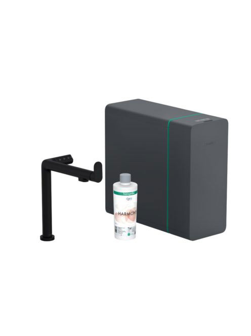 Hansgrohe Aqittura M91 vízszűrős matt fekete konyhai csaptelep és szódakészítő rendszer 240, kihúzható zuhanyfejjel, 1jet, sBox 76837670
