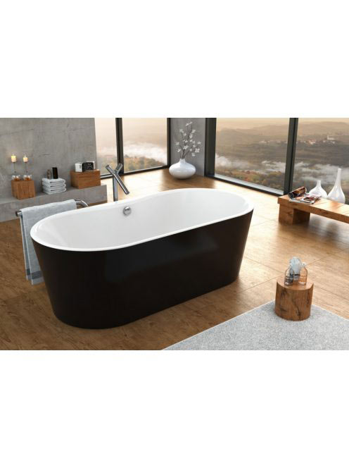 Kolpa San Comodo-FS térben álló kád 185x90 cm, le-és túlfolyóval, fehér/fekete 593790