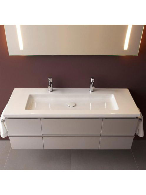 Laufen Living Square kerámia mosdó 130x48 cm kettő csaplyukkal és túlfolyóval, LCC bevonattal, fehér H8164364001071