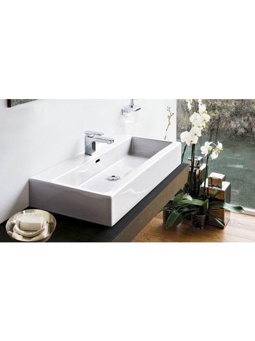 Laufen Living City kerámia mosdó csiszolt alsó felülettel 100x46 cm egy csaplyukkal és túlfolyóval, fehér H8184380001041