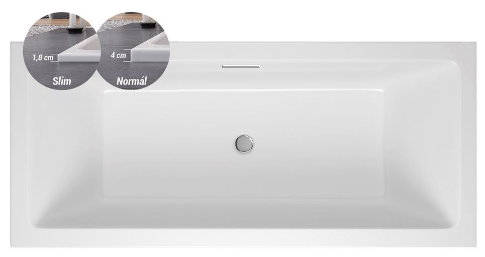 M-Acryl Sabina Pro Slim Egyenes kád 180 x 80 cm