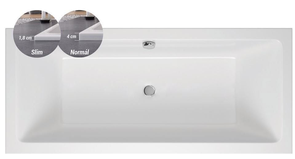 M-Acryl Sabina Slim Egyenes kád 180 x 80 cm