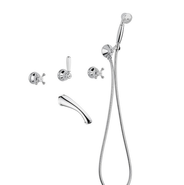 Bugnatese Old'800 - 018 - fal alatti váltós csaptelep kifolyóval és zuhanyszettel