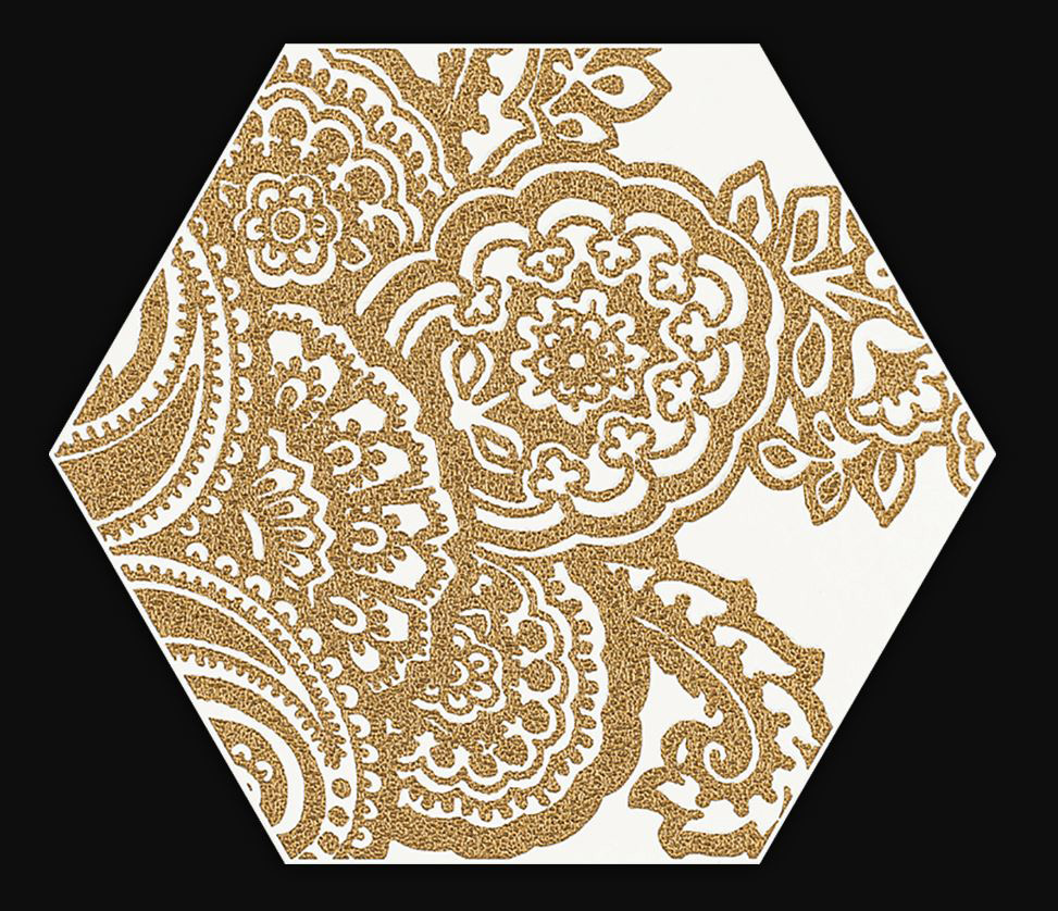 Paradyz Shiny Lines Gold Heksagon Inserto B dekorcsempe 19,8 x 17,1