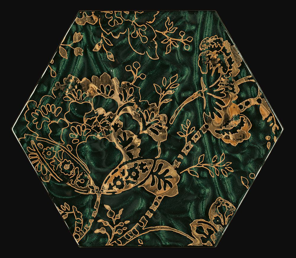 Paradyz Urban Colours Green Inserto Szklane Heksagon C dekorcsempe 17,1 x 19,8