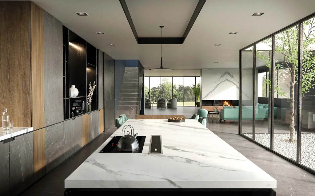 Porcelanosa Aria White Xlight Konyhai burkolólap