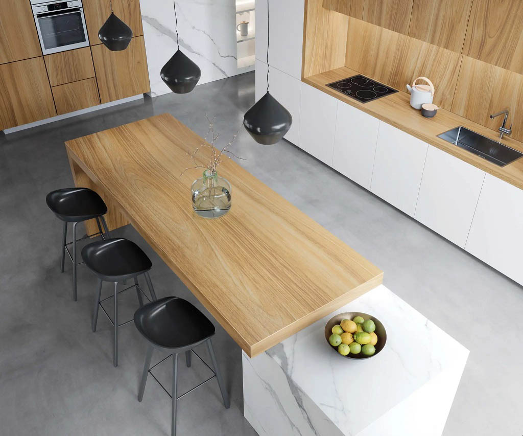 Porcelanosa Ewood Camel Xlight Konyhai burkolólap