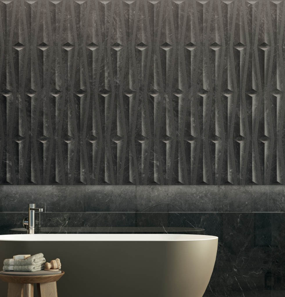 Porcelanosa Deco Nero Velluto Falburkolat | Csempék és Járólapok