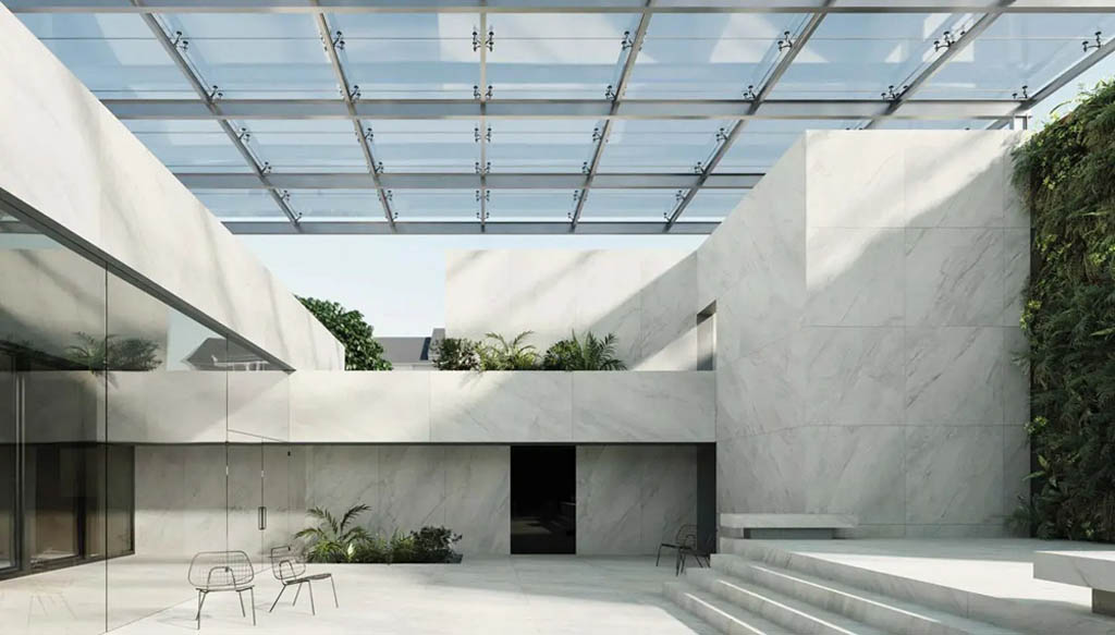 Porcelanosa Glem White Xlight Falburkolat | Csempék és Padlólapok