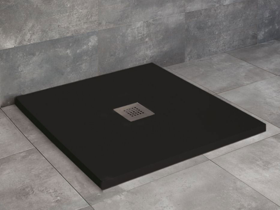 Radaway Kios C szögletes lapos fekete zuhanytálca 80x80