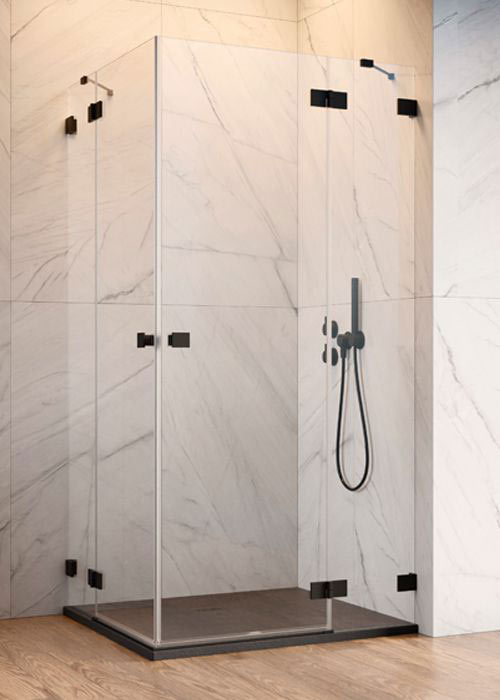 Radaway Essenza Pro Black KDD 100 J átlátszó szögletes zuhanykabin