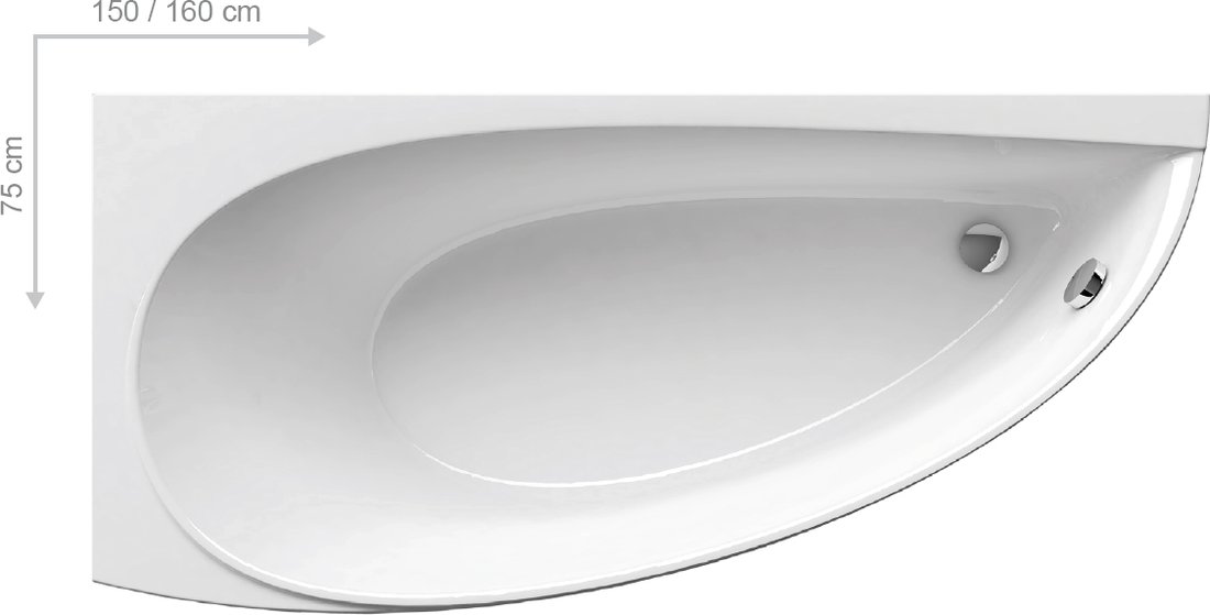 Ravak Avocado Aszimmetrikus kád 150 x 75 cm