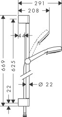 Hansgrohe Crometta 100 Zuhanyszett Vario 65 cm-es zuhanyrúddal, EcoSmart 9 l/perc | 26654400