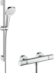 Hansgrohe Croma Select E Falsíkon kívüli zuhanyrendszer Vario 65 cm-es zuhanyrúddal és Ecostat Comfort termosztáttal 