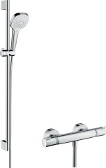 Hansgrohe Croma Select E Falsíkon kívüli zuhanyrendszer Vario 90 cm-es zuhanyrúddal és Ecostat Comfort termosztáttal 
