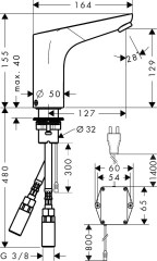 Hansgrohe Focus Elektronikus mosdócsaptelep hőmérséklet szabályozás nélkül, 230 V-os hálózati csatlakozással | 31174000
