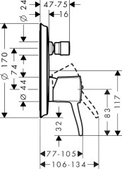 Hansgrohe Metropol Classic Egykaros kádcsaptelep falsík alatti szereléshez, nyitókarral | 31345000