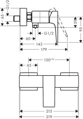 Hansgrohe Metropol Egykaros zuhanycsaptelep nyitókarral, falsíkon kívüli szereléshez | 32560000
