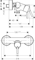 Hansgrohe Talis Egykaros zuhanycsaptelep falsíkon kívüli szereléshez | 32640000