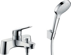 Hansgrohe Novus 2-lyukú peremre szerelhető kádcsaptelep váltószeleppel és Croma Select S kézizuhannyal 