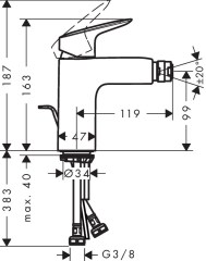 Hansgrohe Logis Egykaros bidécsaptelep 100 automata lefolyó-garnitúrával | 71200000