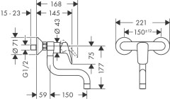 Hansgrohe Logis M31 Egykaros konyhai csaptelep fali szereléshez | 71836000