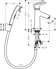 Hansgrohe Talis S Egykaros mosdócsaptelep bidette kézizuhannyal és 160 cm zuhanycsővel | 72290000