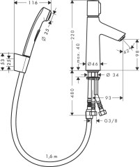 Hansgrohe Talis Select S Mosdócsaptelep 100 bidette kézizuhannyal és 160 cm zuhanycsővel | 72291000