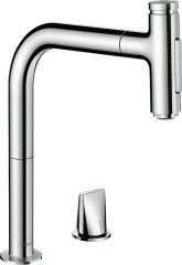 Hansgrohe Metris Select M71 2-lyukú egykaros konyhai csaptelep kihúzható kifolyóval 