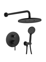 Arezzo design Palmfield falsík alatti zuhanyszett falon belüli egységgel, matt fekete AR-1160BL