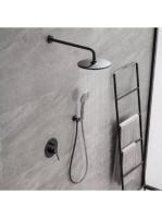 Arezzo design Palmfield falsík alatti zuhanyszett falon belüli egységgel, matt fekete AR-1160BL