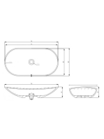 Arezzo design Piato pultra ültethető mosdó 73x38 cm, csaplyuk és túlfolyó nékül AR-145041