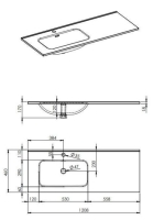 Arezzo design Skappa balos mosdó 120 cm (80+40 cm) AR-145915