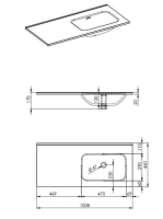 Arezzo design Skappa jobbos mosdó 100 cm (60+40 cm), csaplyuk nélkül AR-146035