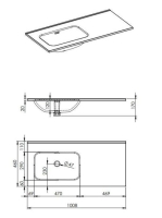 Arezzo design Skappa balos mosdó 100 cm (60+40 cm), csaplyuk nélkül AR-146036