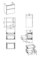 Arezzo design Monterey 60 alsószekrény szifonkivágás nélkül, 2 fiókkal, fényes antracit AR-167090