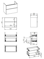 Arezzo design Monterey 80 alsószekrény szifonkivágás nélkül, 2 fiókkal, magasfényű fehér AR-167093
