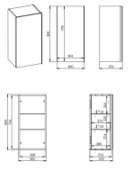 Arezzo design Monterey felsőszekrény 40x80 cm, 1 ajtóval, matt fehér AR-167614