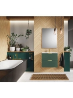 Arezzo design Etna 2 fiókos szekrény mosdóval 60x38,4 arany színű fogantyúk, matt zöld AR-168726