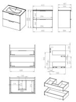 Arezzo design Etna 2 fiókos szekrény mosdóval 60x38 fényes fehér AR-169331