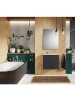 Arezzo design Etna 2 fiókos szekrény mosdóval 80x38,4 grafit fogantyúk, matt antracit AR-169352