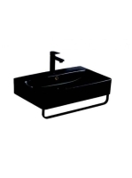 Arezzo design Plano Mosdótál törölközőtartóval - lefolyó, fekete AR-404M