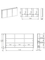 Arezzo design Basic tükrös szekrény 120 cm, 3 ajtóval AR-904656