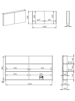 Arezzo design Medium tükrös szekrény 120 cm, Technobox-al, 2 ajtóval AR-904660