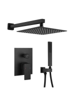 Arezzo design Rockfield falsík alatti zuhanyszett falon belüli egységgel, fekete AR-9960BL